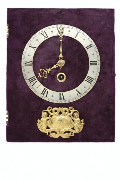 The dial, signature, chapter-ring and hands of a table clock by Pieter Visbach
